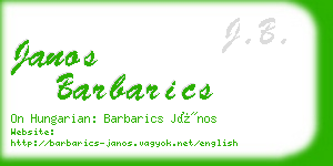 janos barbarics business card